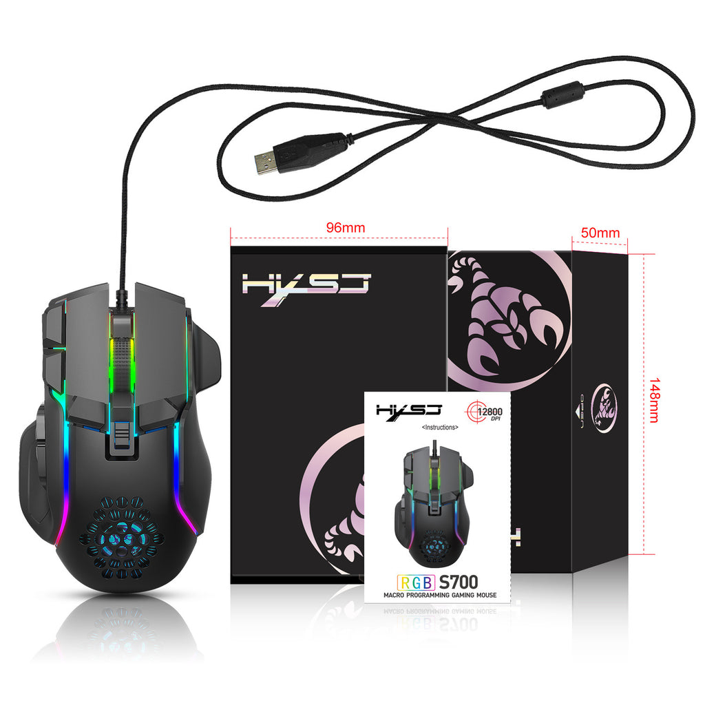 Gaming mouse RGB lighting 12800 DPI adjustable
