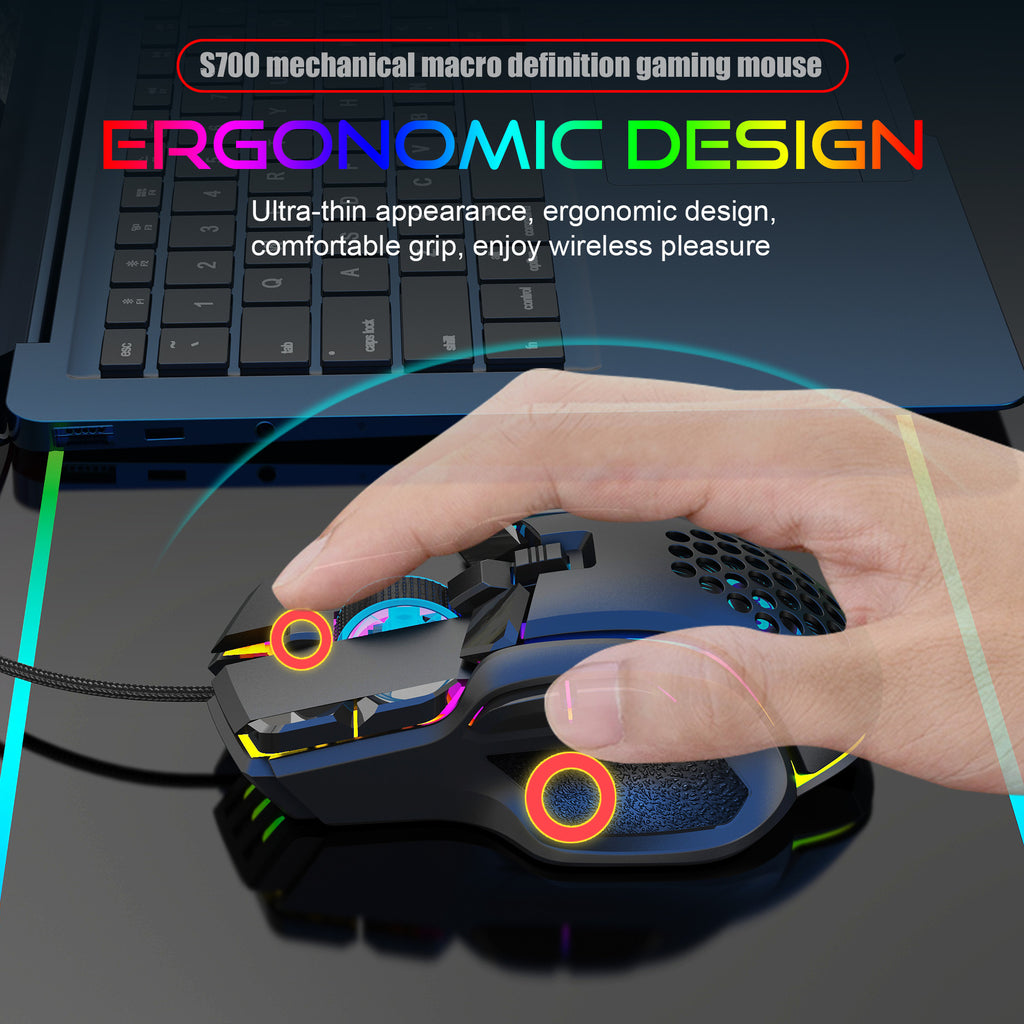 Gaming mouse RGB lighting 12800 DPI adjustable