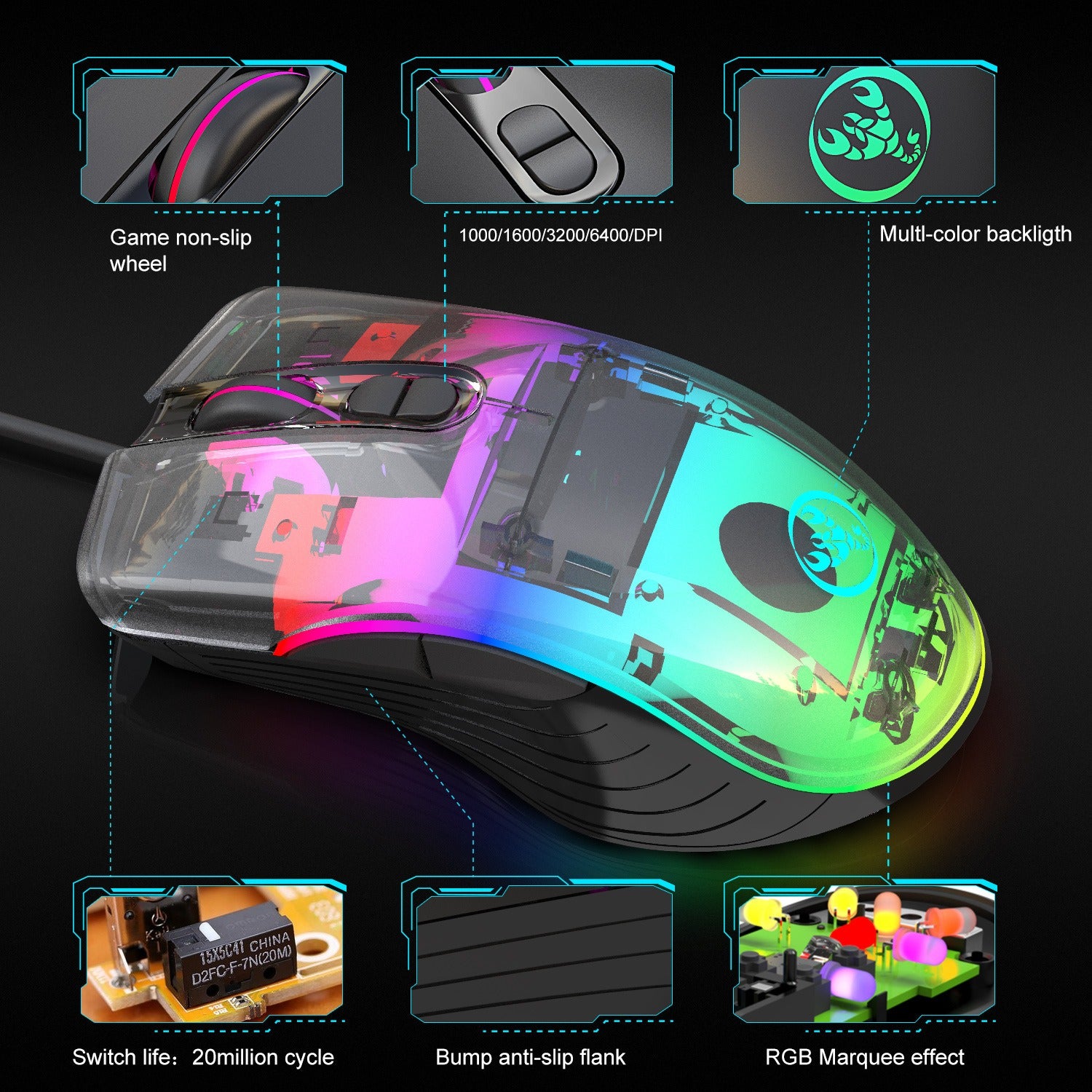 Wired RGB PUBG e-sports computer laptop USB mouse