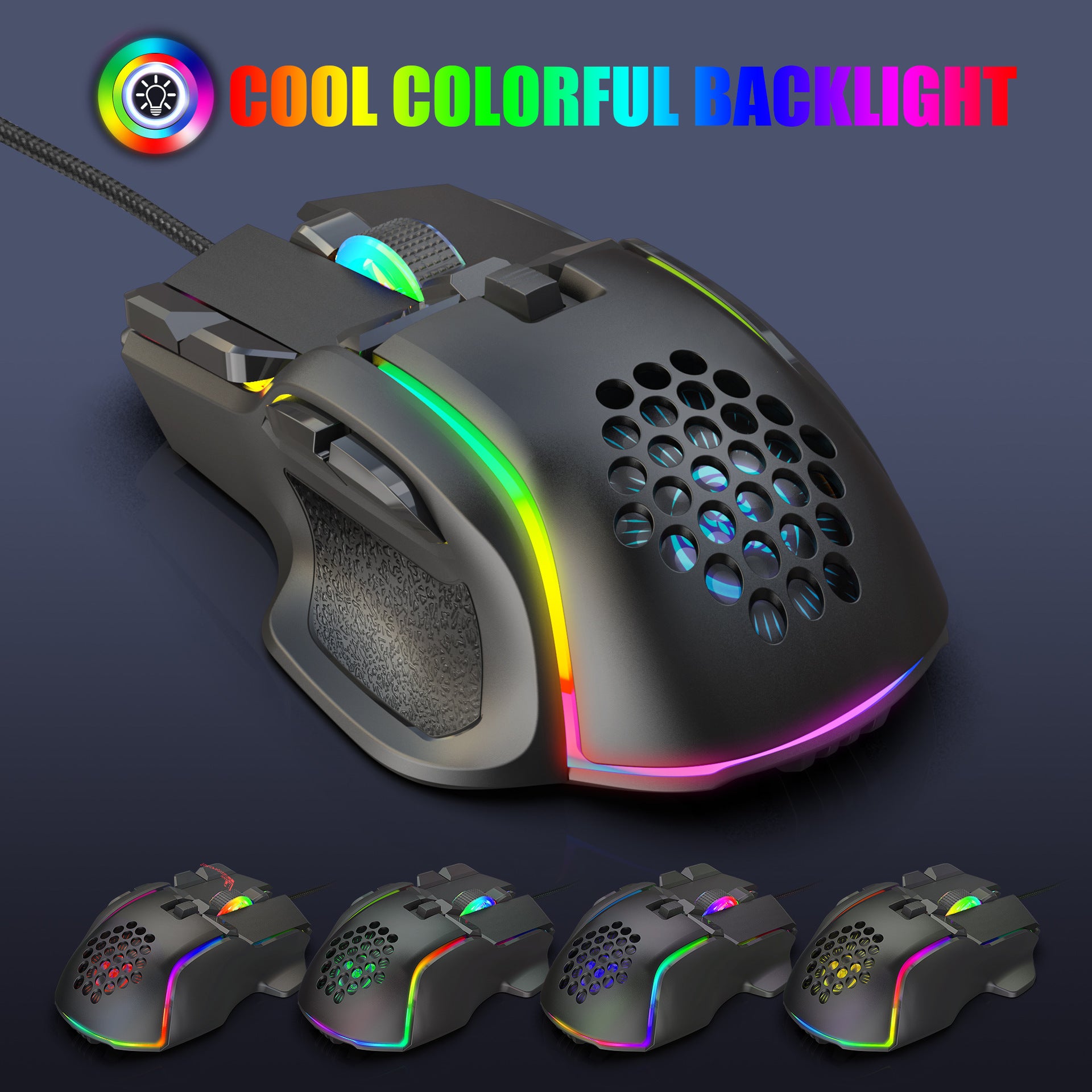 Gaming mouse RGB lighting 12800 DPI adjustable