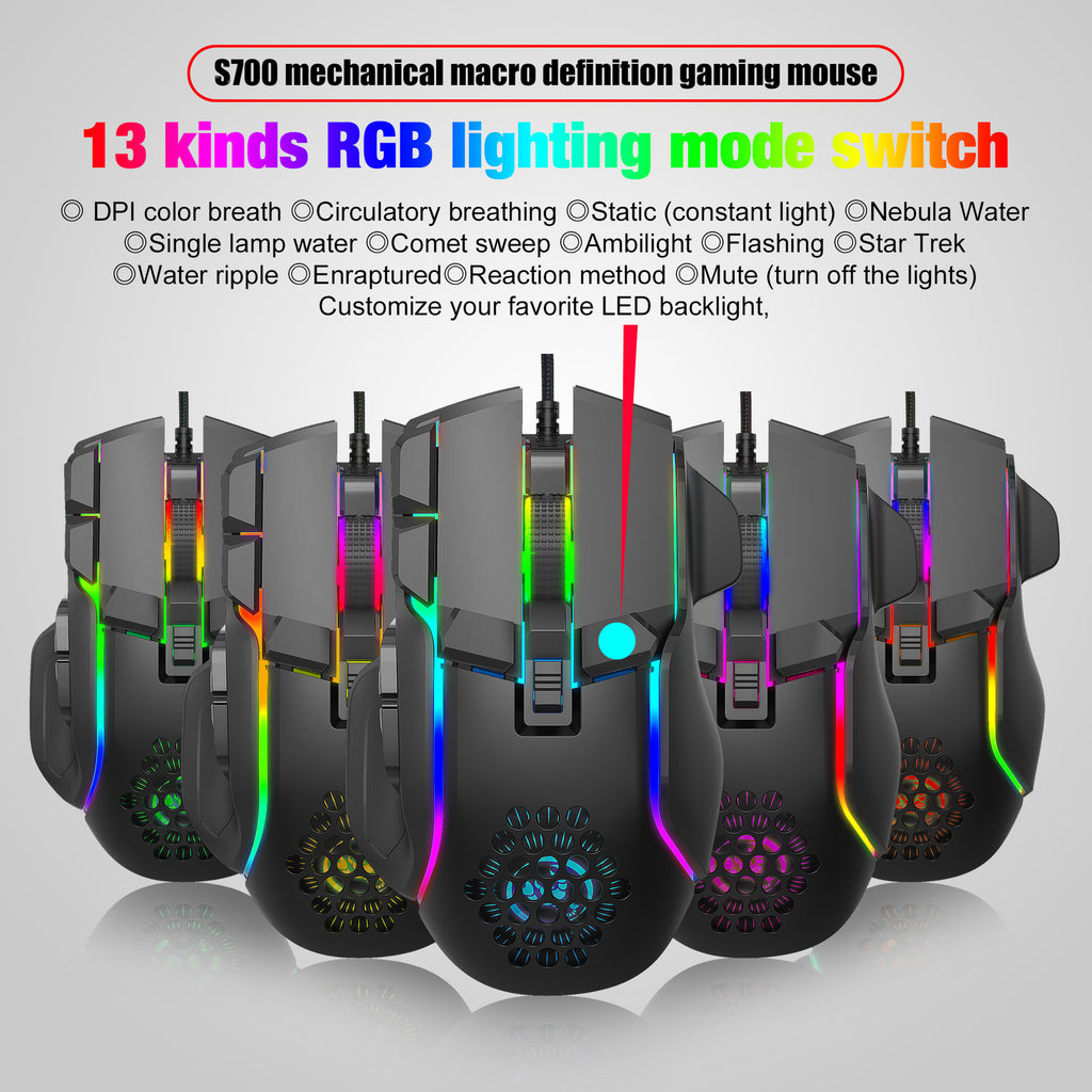 Gaming mouse RGB lighting 12800 DPI adjustable